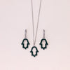 925 Sterling Silver Green Zircon Hamza Chain With Earrings for Women