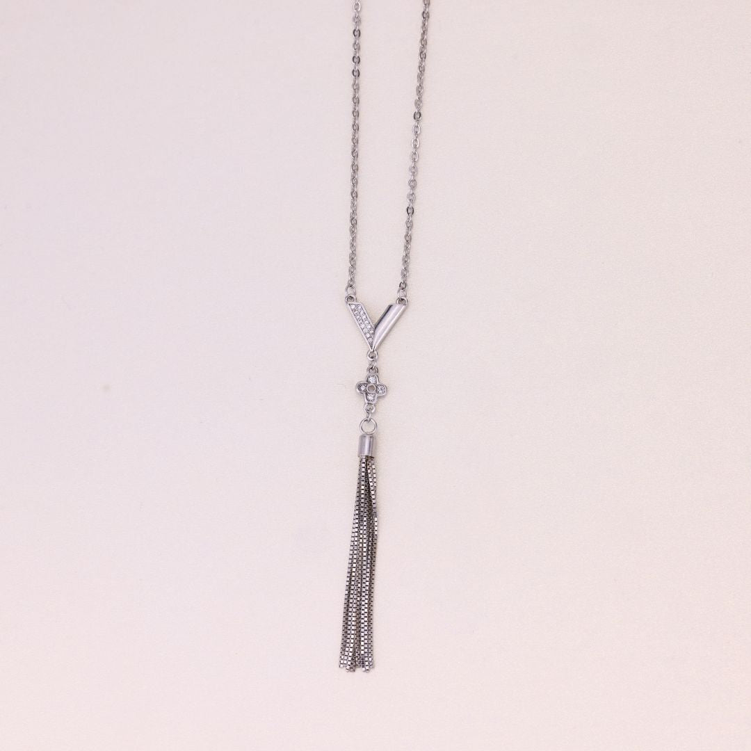 925 Sterling Silver V Shape Dropdown Long Chain For Women