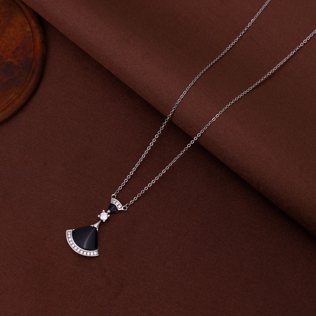 925 Sterling Silver Black Elegant Pendant Chain For Women
