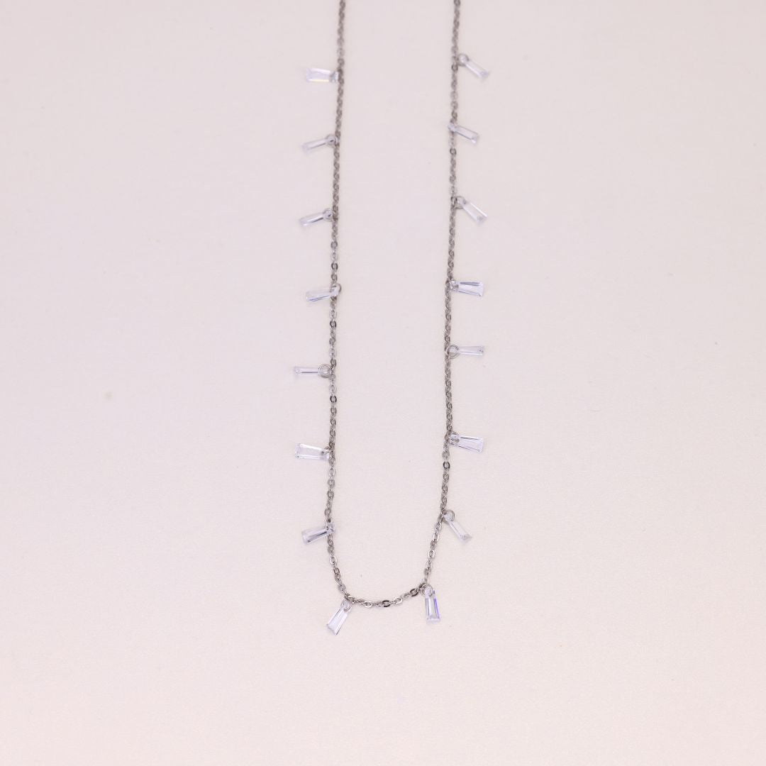 925 Sterling Silver White Stone Charm Chain For Women