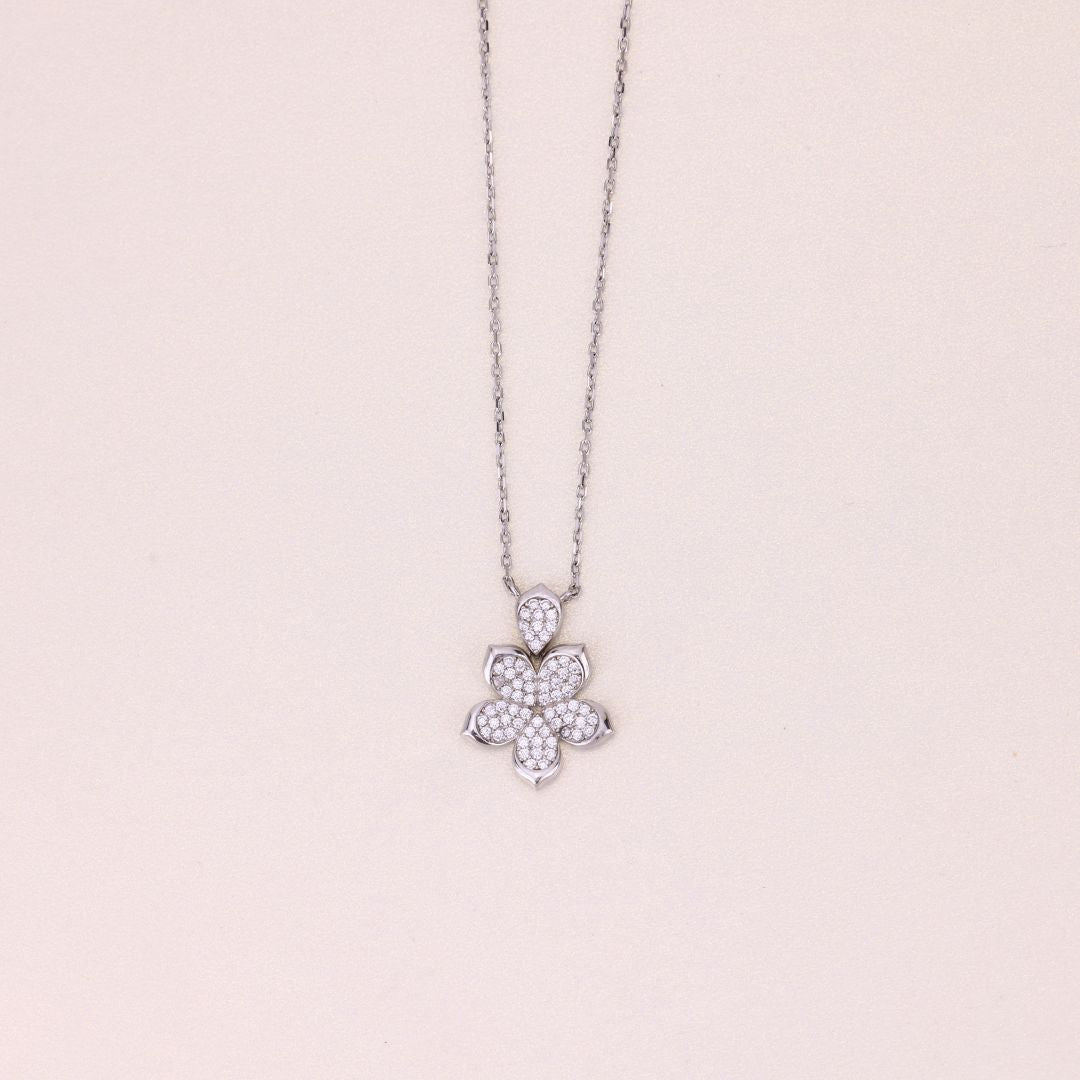 925 Sterling Silver Zircon Stony Pendant Chain For Women