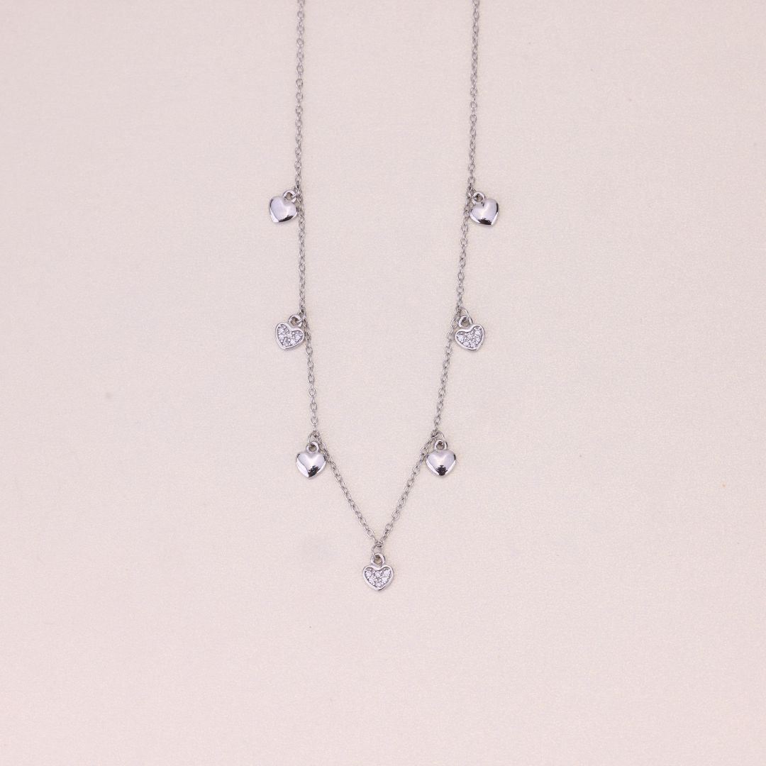 925 Sterling Silver Heart Charms Chain