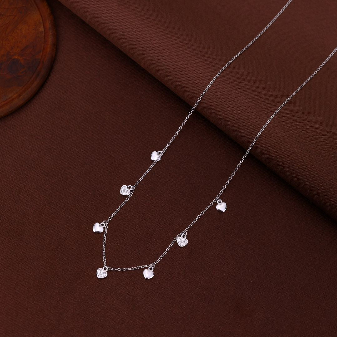 925 Sterling Silver Heart Charms Chain