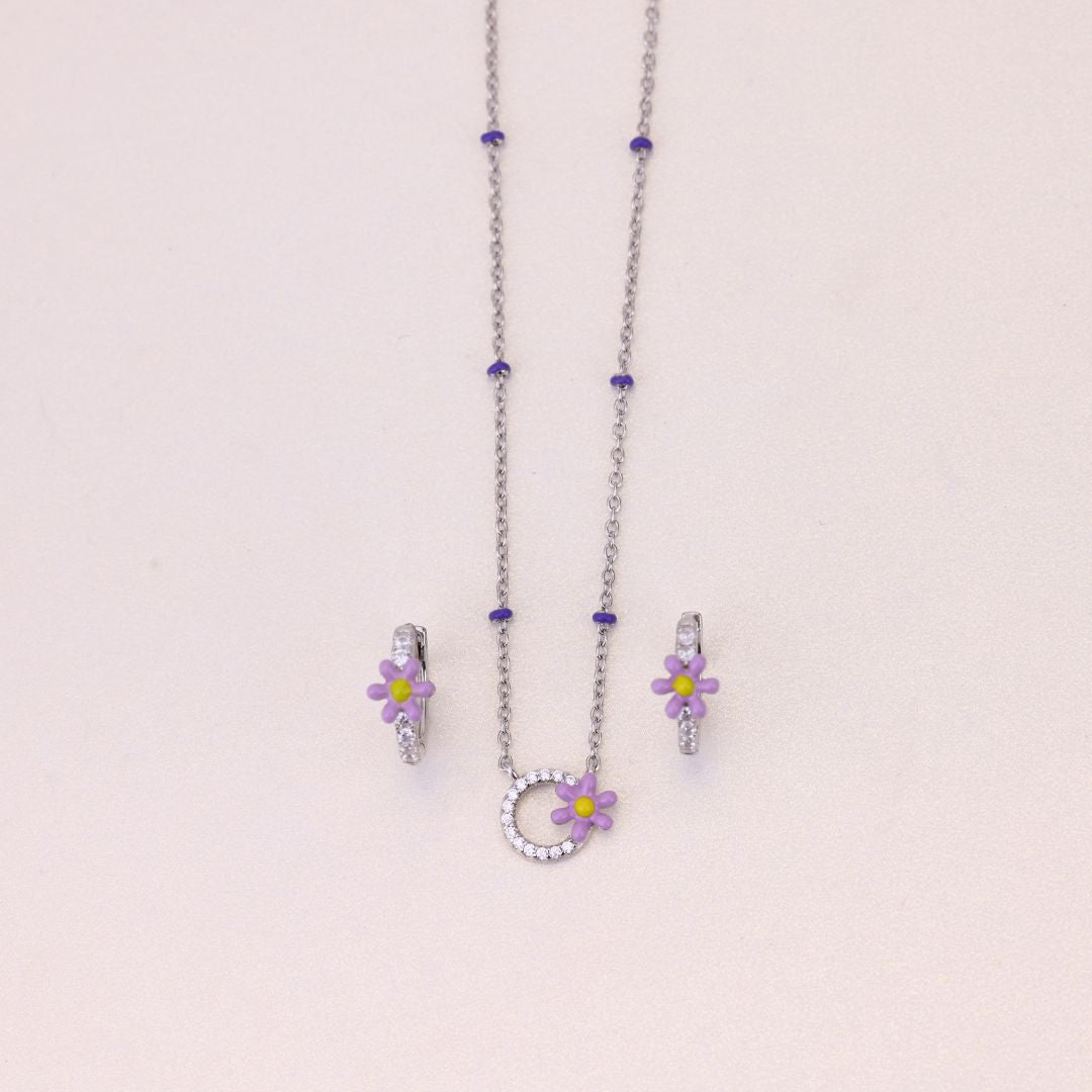 925 Sterling Silver Pinky Fancy Chain And Earring Set