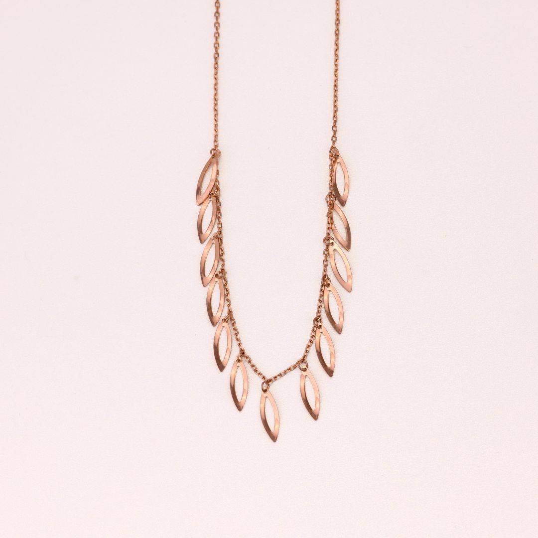 925 Sterling Silver Rose Gold Polished Petals Chain