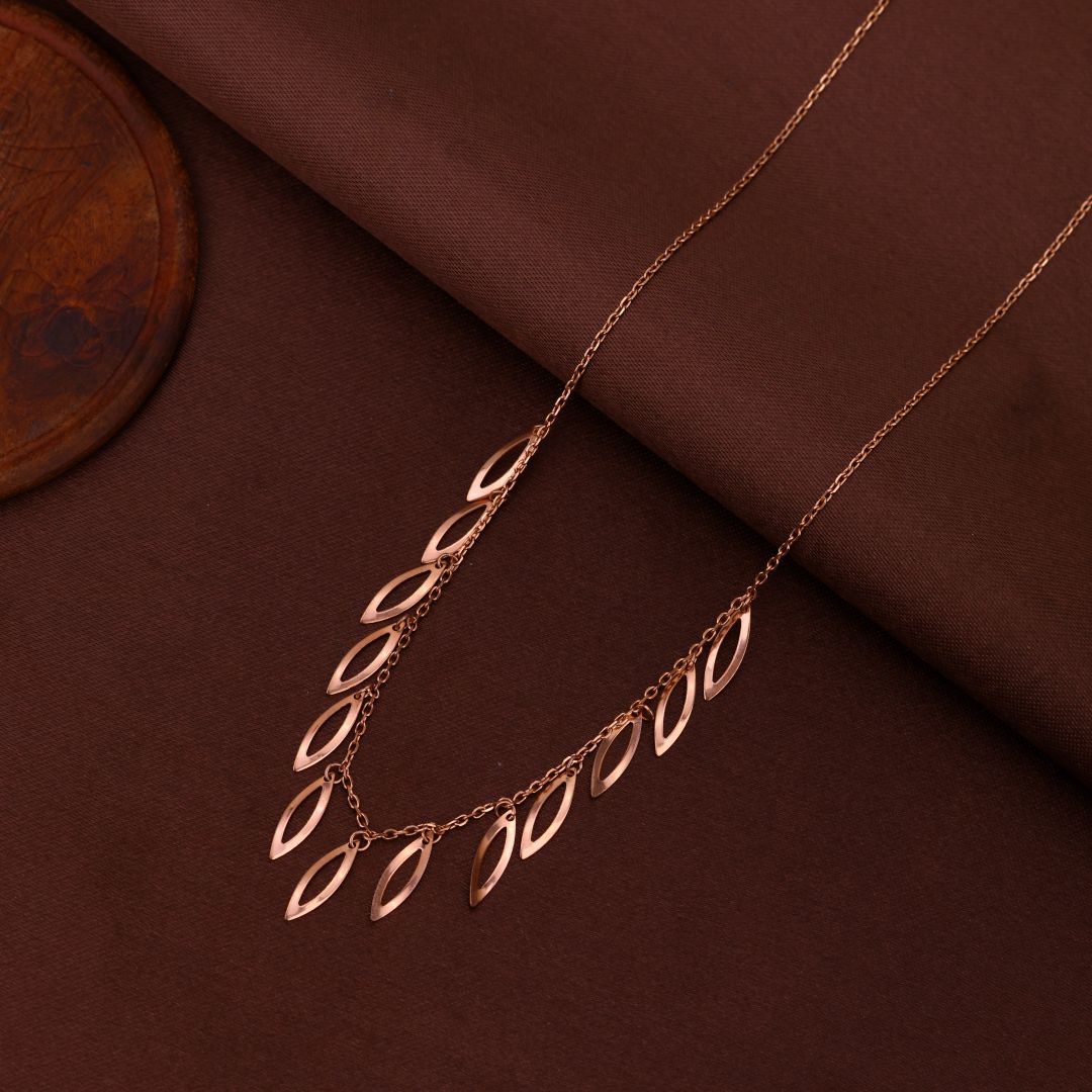 925 Sterling Silver Rose Gold Polished Petals Chain