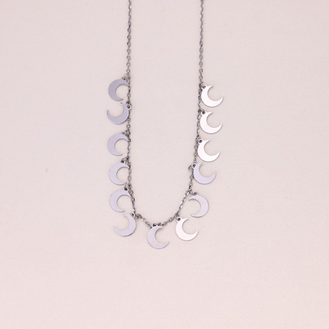 925 Sterling Silver Moon Charms Necklace For Women