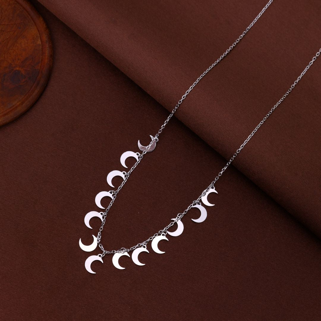 925 Sterling Silver Moon Charms Necklace For Women
