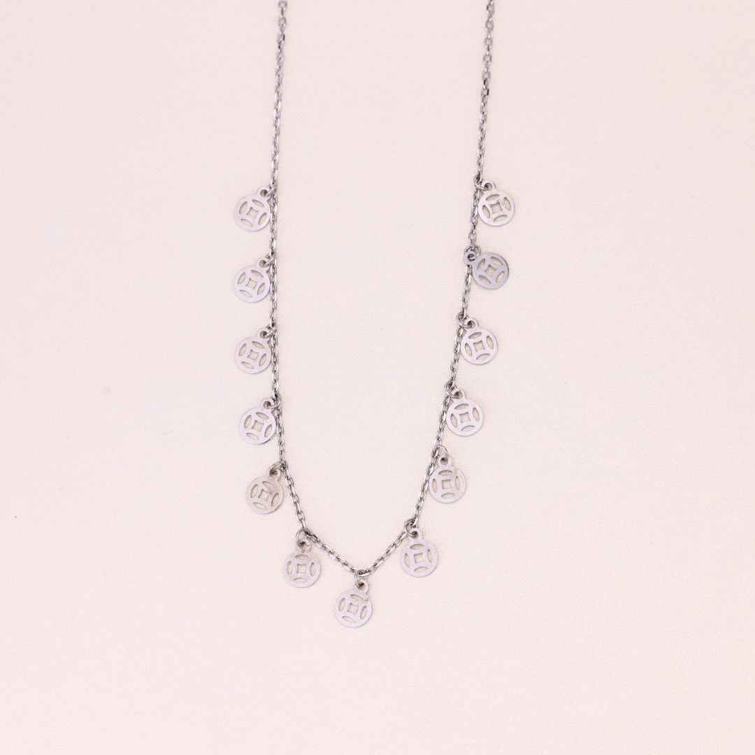 925 Sterling Silver Round Fancy Charm Chain