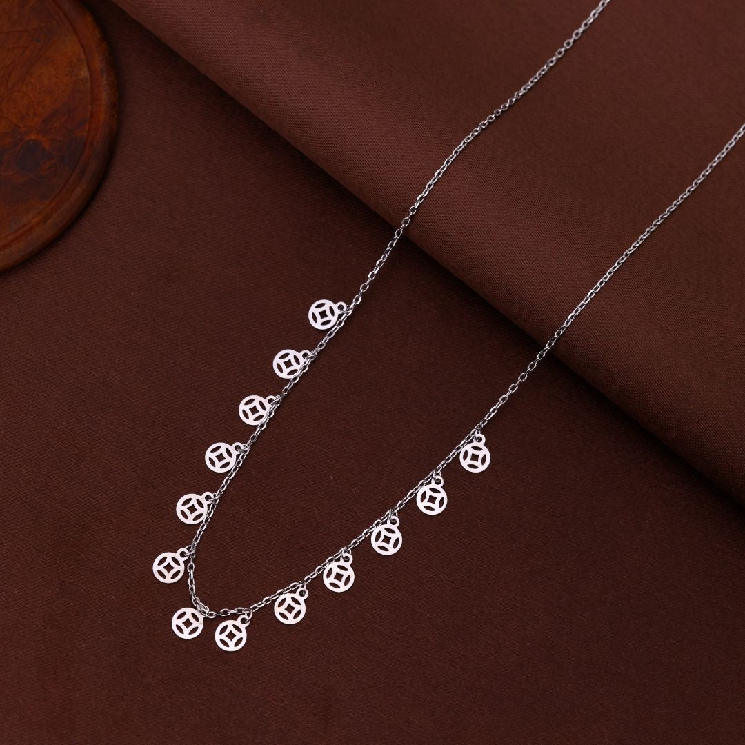925 Sterling Silver Round Fancy Charm Chain