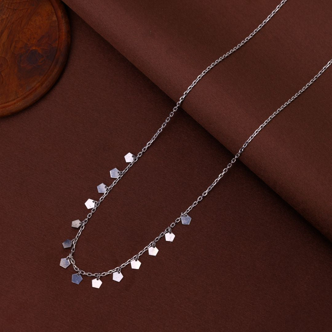925 Sterling Silver Geometric Charm Necklace for Women