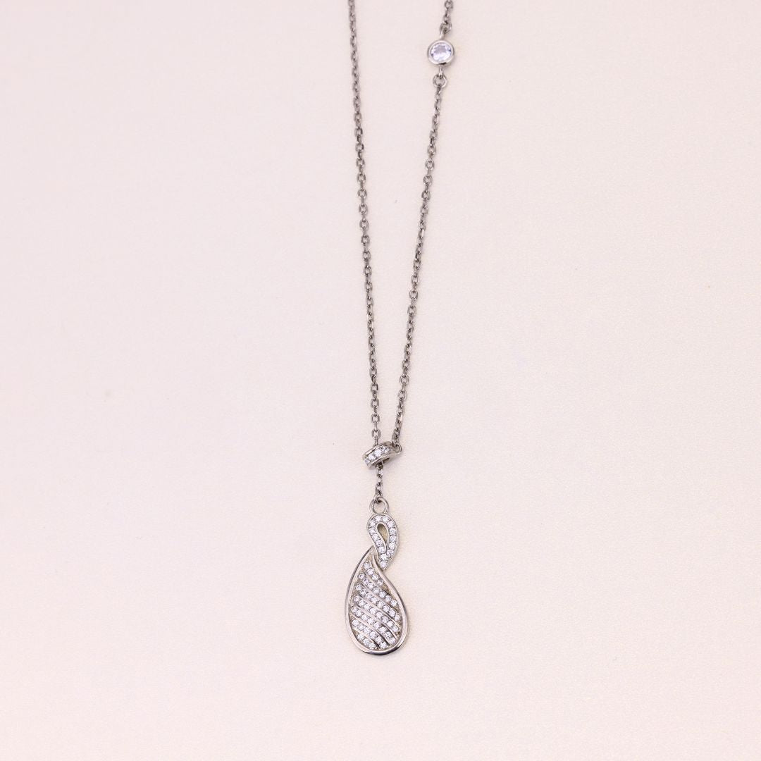 925 Sterling Silver Zircon Stone Pendant Chain For Women