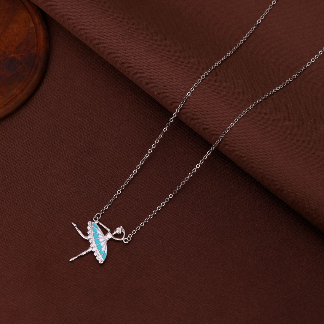925 Sterling Silver Dancing Girl Pendant Chain For Women