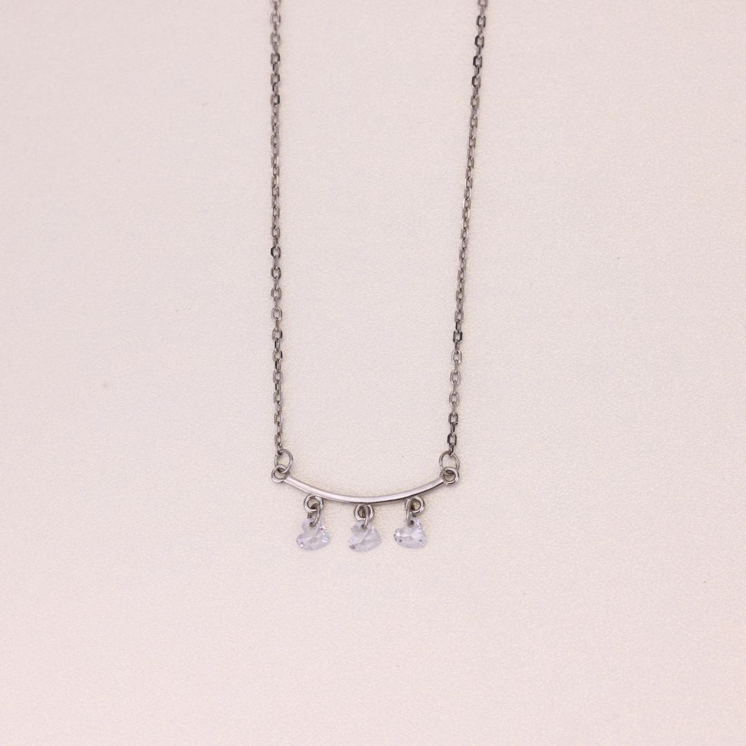 925 Sterling Silver 3 Stone Chain For Women