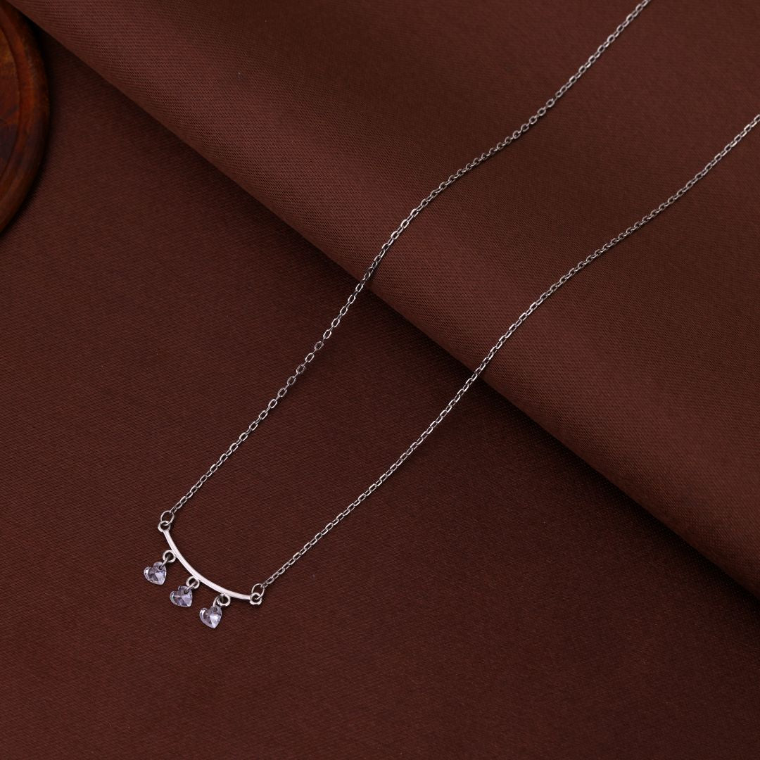 925 Sterling Silver 3 Stone Chain For Women