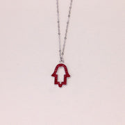 925 Silver Pink Zircon Hamza Chain for Women