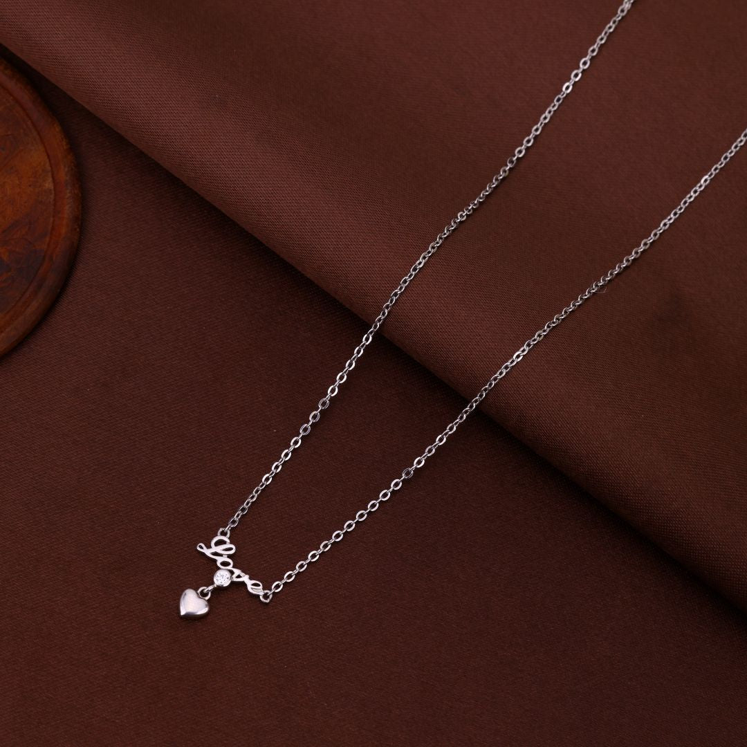 925 Sterling Silver Love Heart Zircon Chain